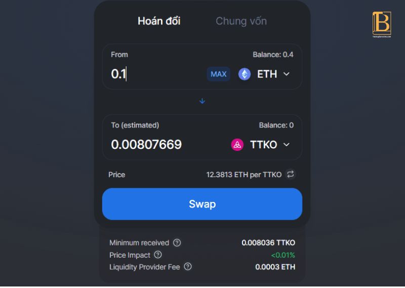 swap ETH. Huongdancrypto.com