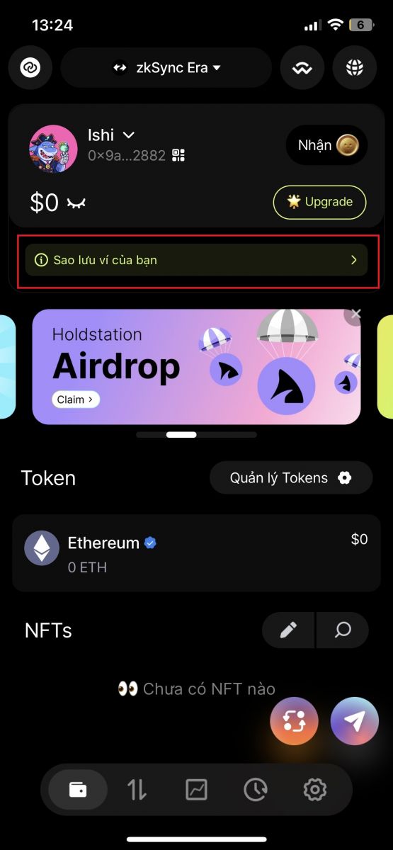 sao lưu ví Holdstation_ Huongdancrypto.com